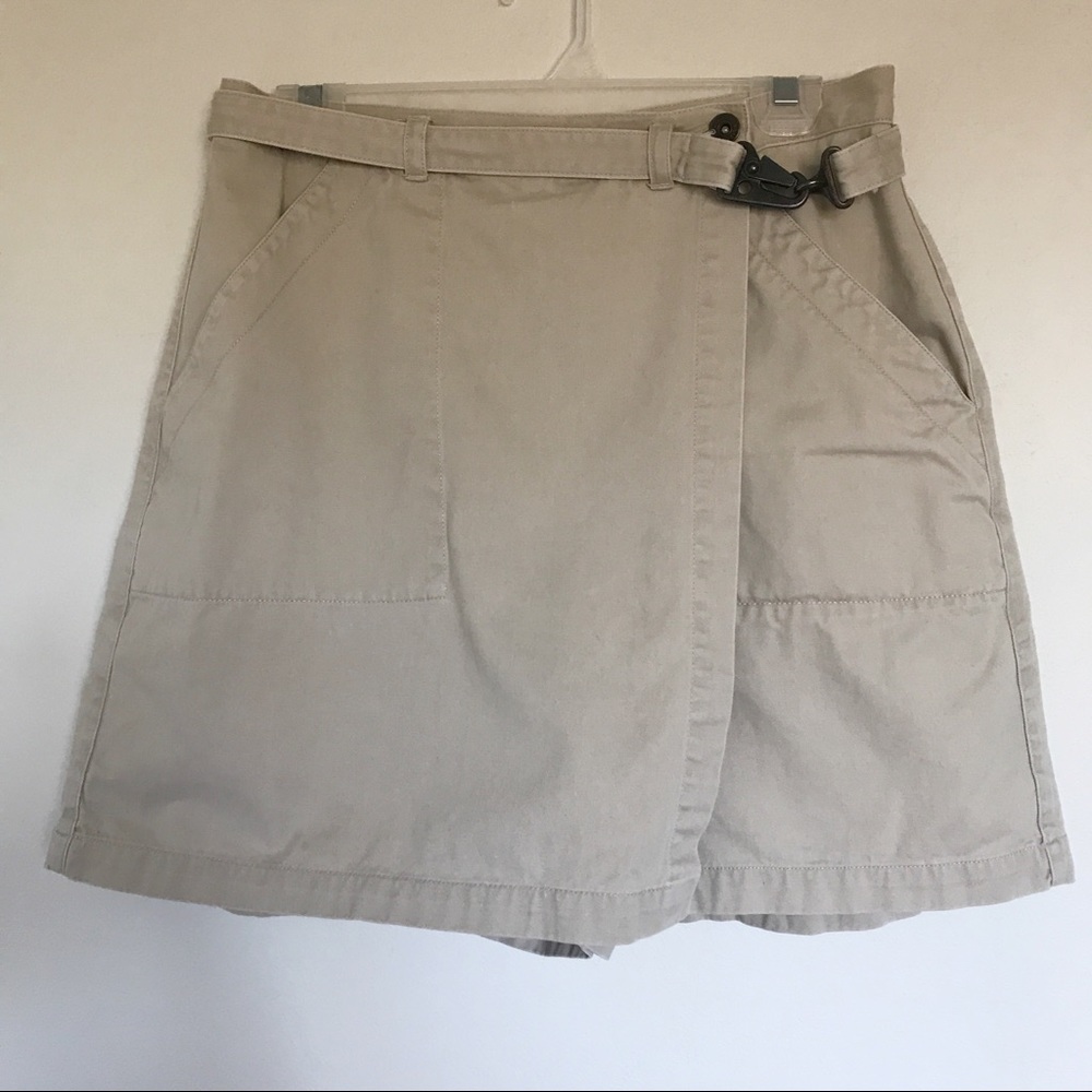 Liz Wear Petite Khaki Cotton Skort Size Petite 12 Hook Belt Casual Sporty